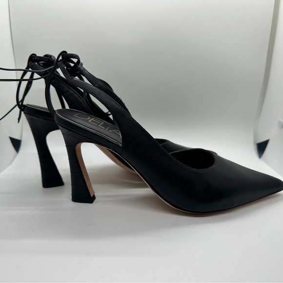 Deltan Juliana Leather Ankle Tie Pumps Black Size 9.5 - Picture 8 of 13